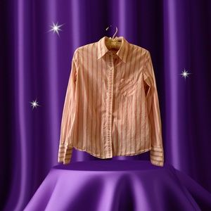 Vintage 90s Express Women’s Striped Button Down Shirt Size Small  💯% Cotton